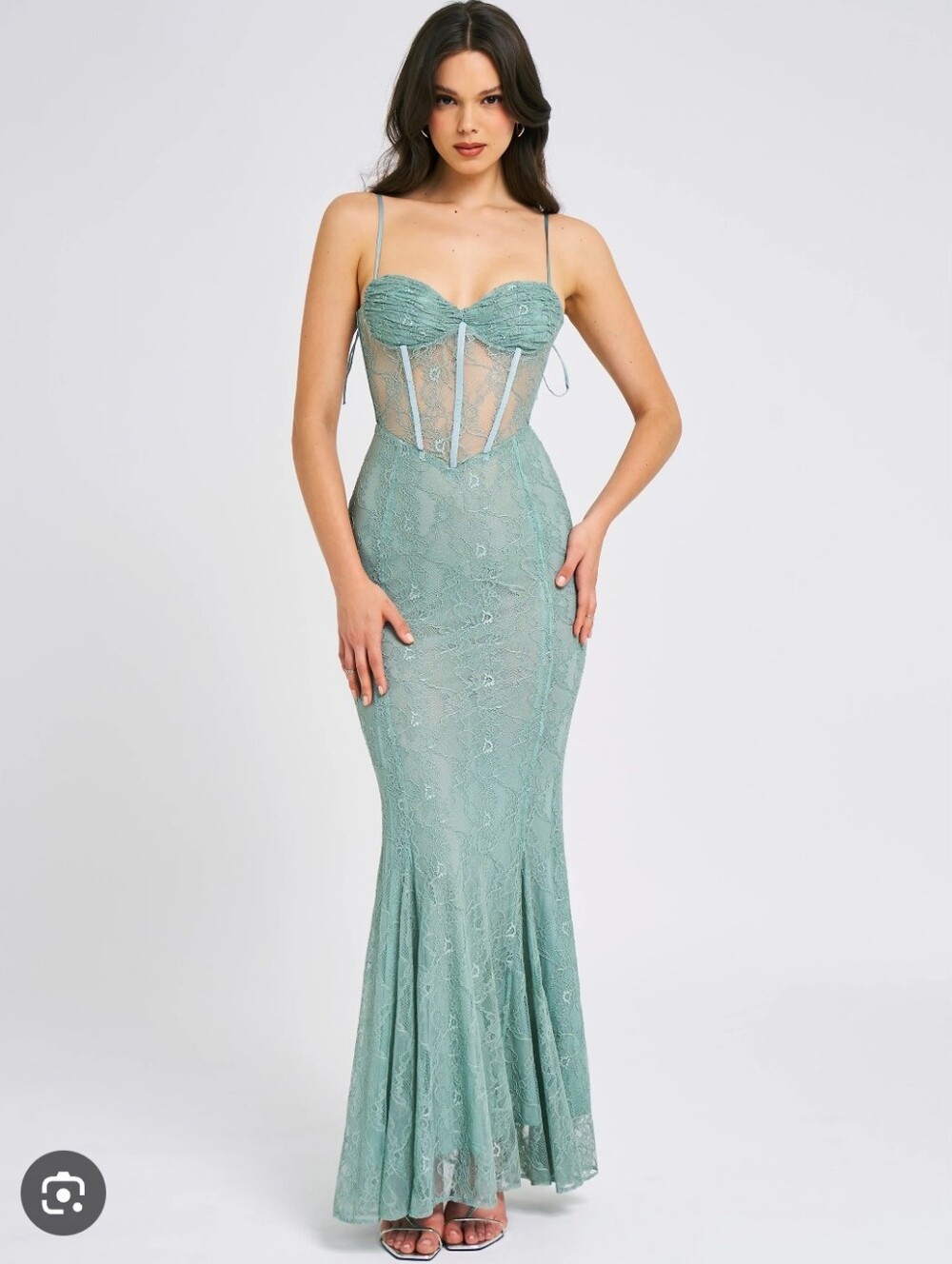 #819 Miss Circle Janelle Sweetheart Mermaid Lace Maxi Dress M